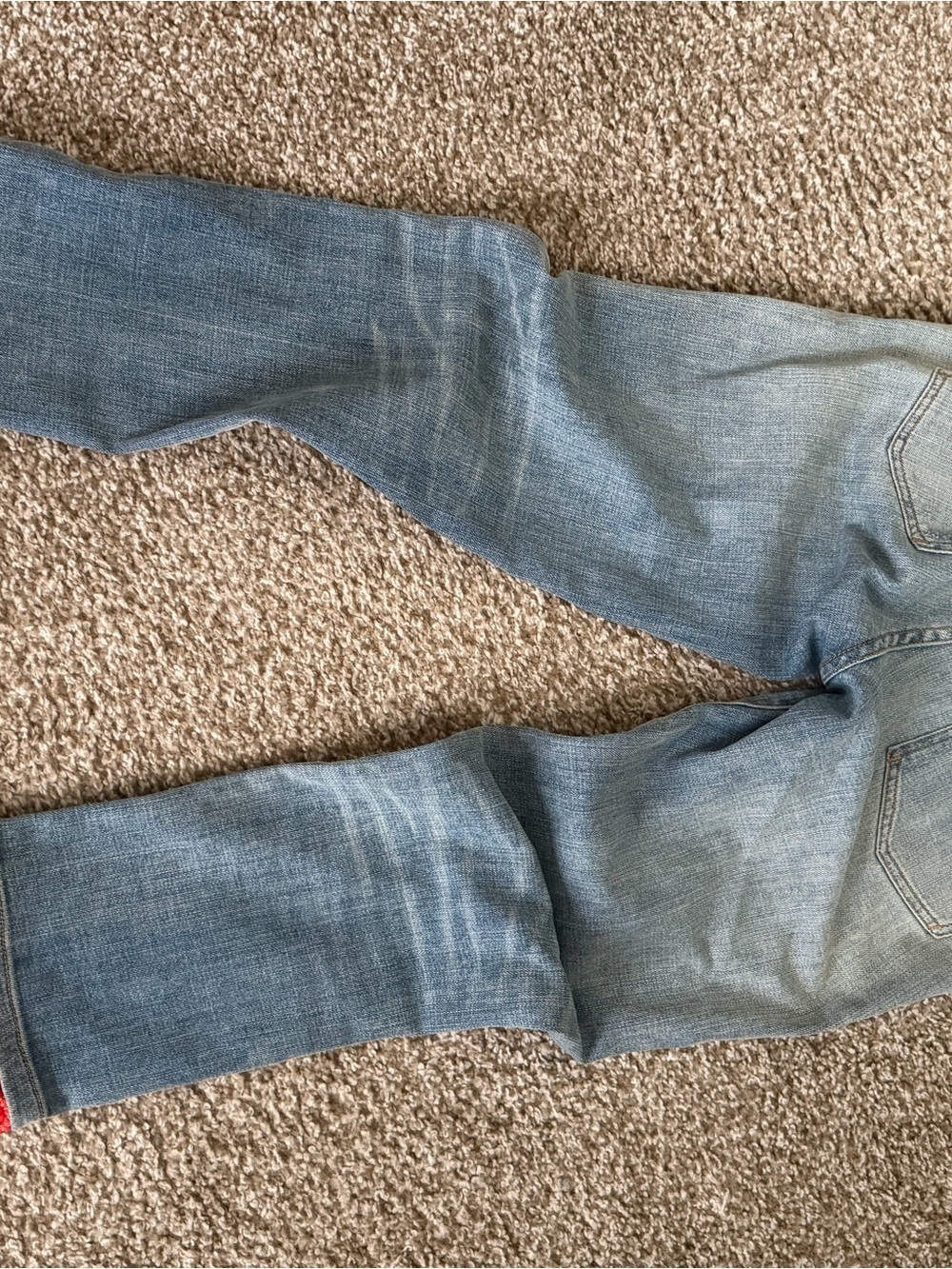 Pilcro and the Letterpress Light Blue Distressed Jeans with Red Tassel Hem - Picture 8 of 9